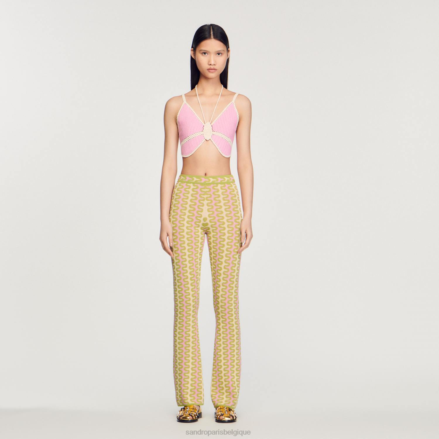 vêtements Sandro Paris pantalon en maille à motif multicolore femmes XLXD178