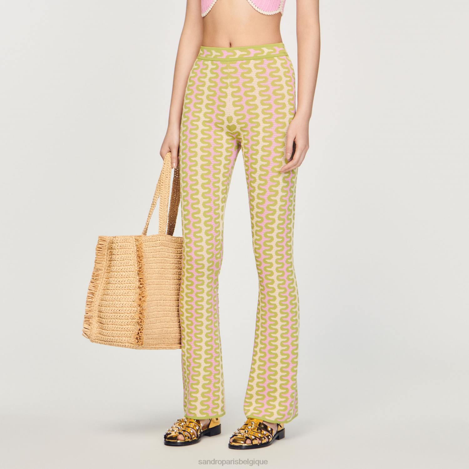 vêtements Sandro Paris pantalon en maille à motif multicolore femmes XLXD178