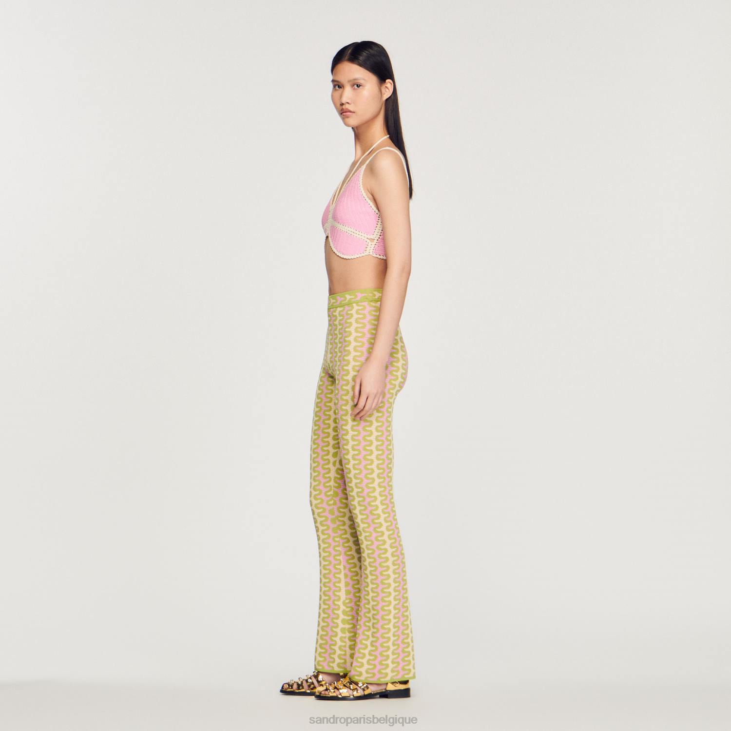 vêtements Sandro Paris pantalon en maille à motif multicolore femmes XLXD178