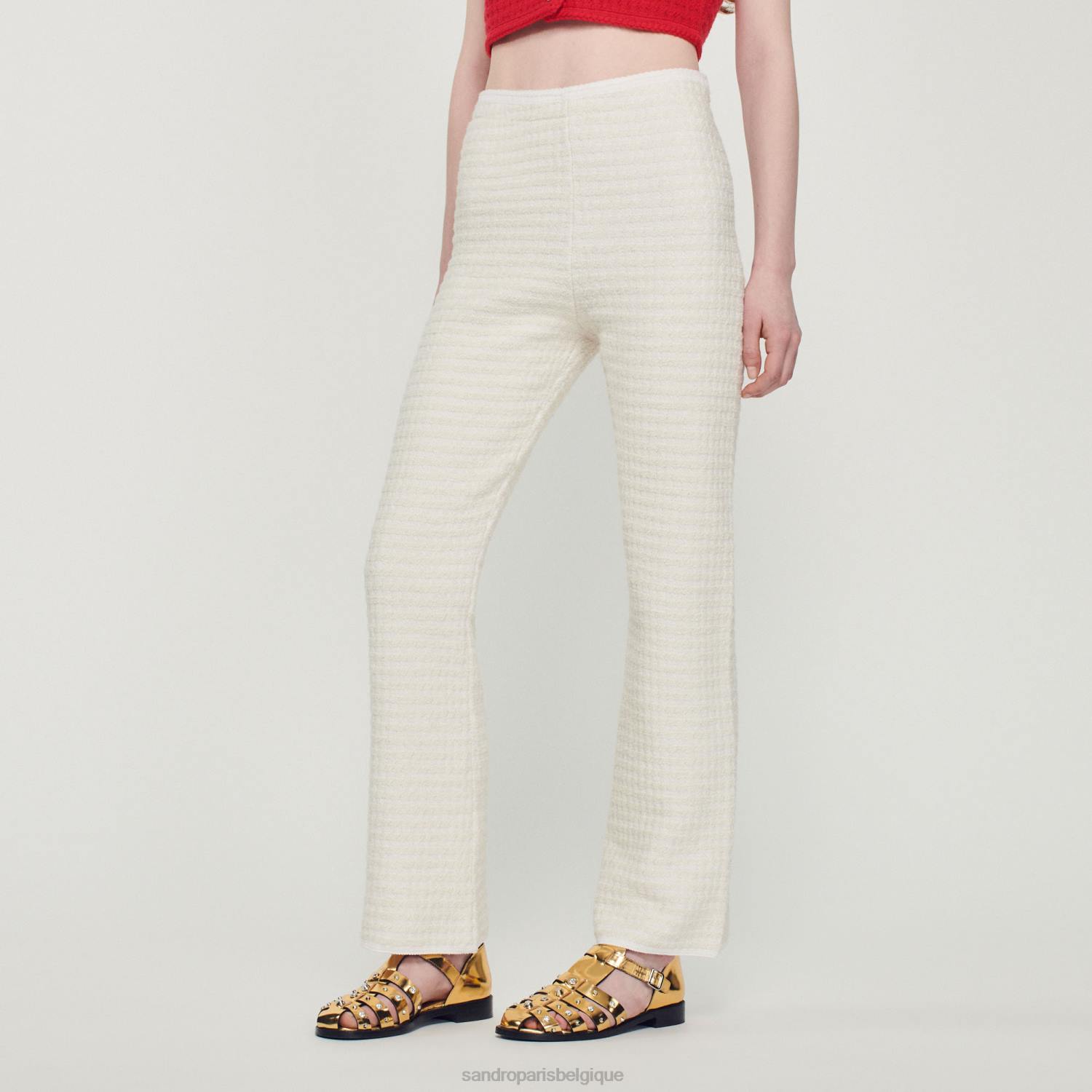 vêtements Sandro Paris pantalon en tweed écru femmes XLXD459