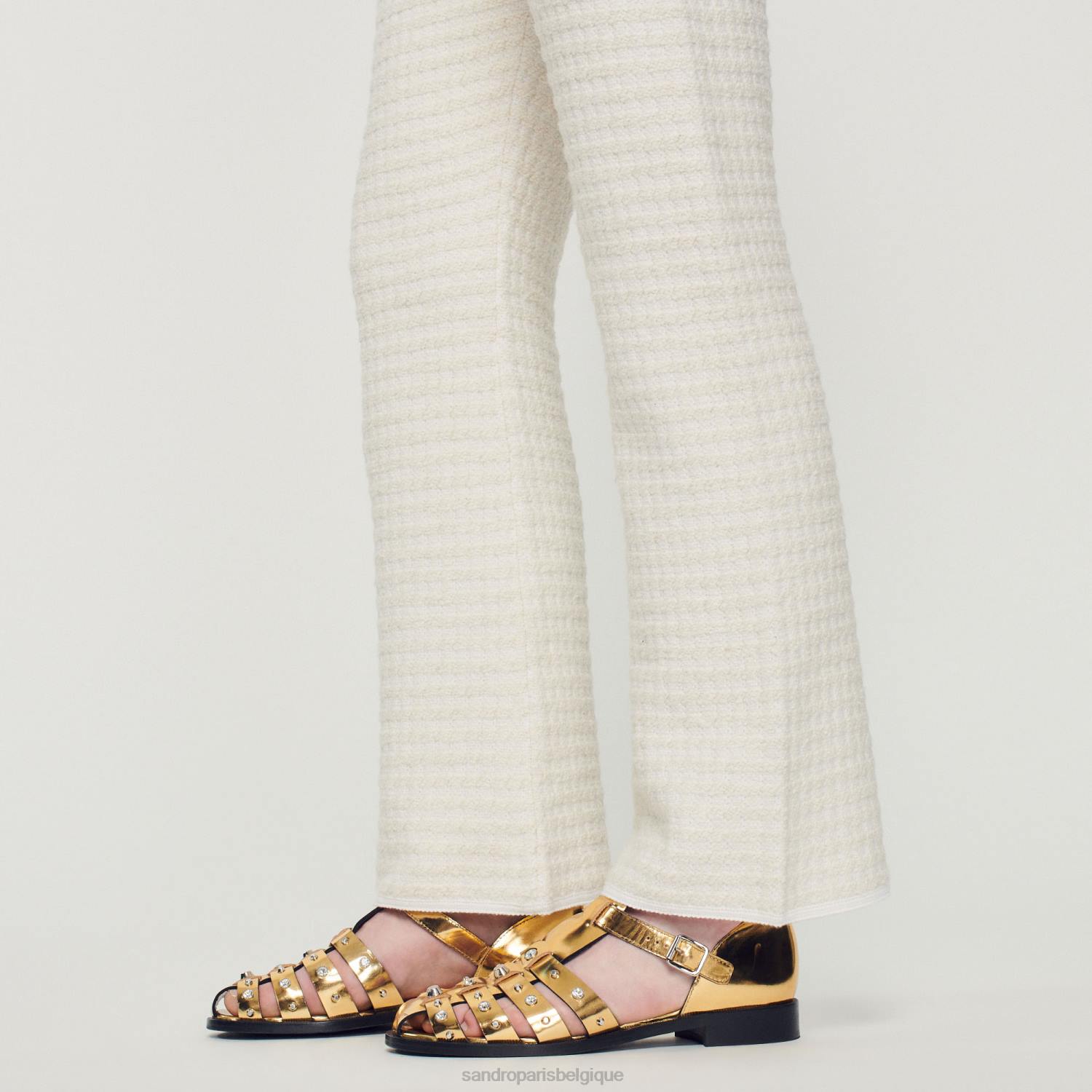 vêtements Sandro Paris pantalon en tweed écru femmes XLXD459