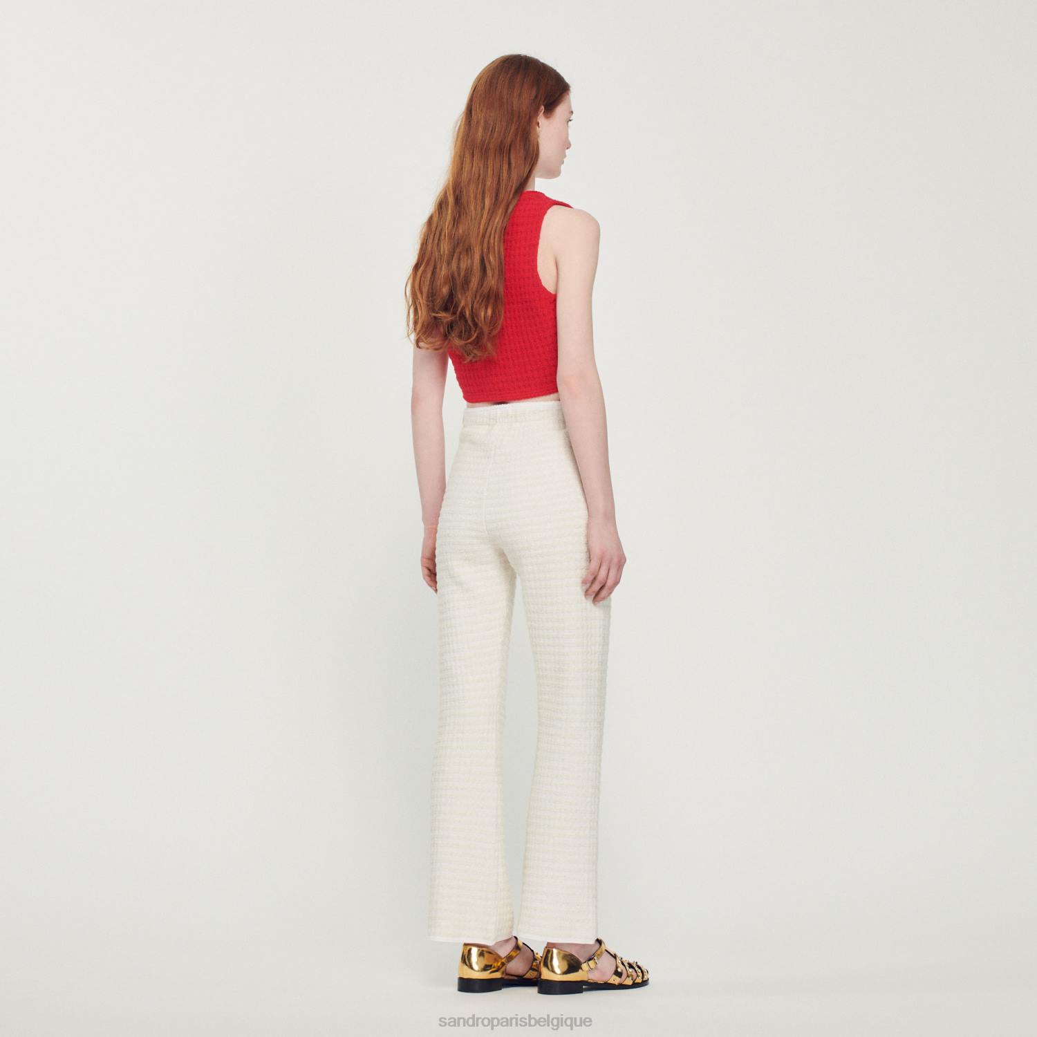vêtements Sandro Paris pantalon en tweed écru femmes XLXD459