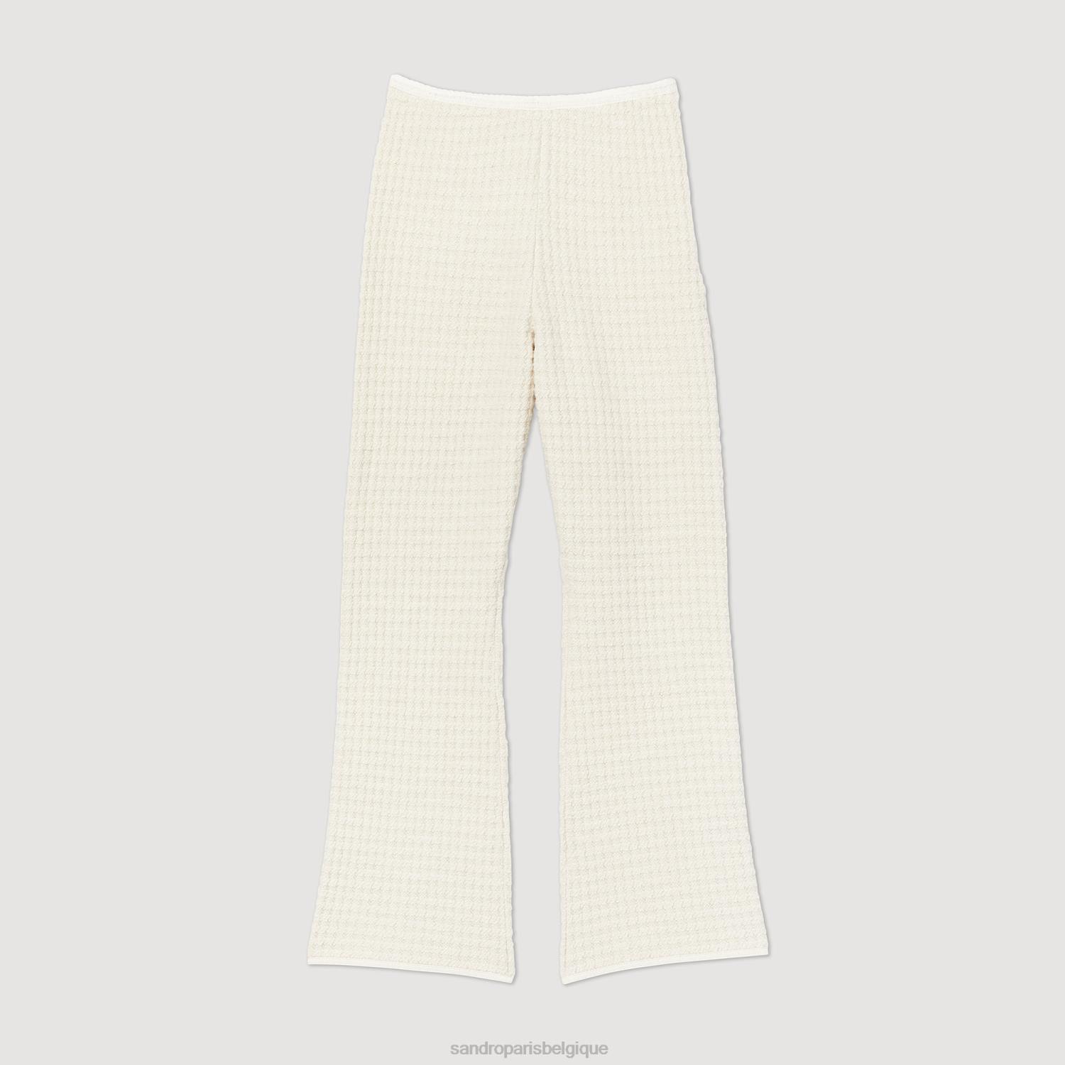 vêtements Sandro Paris pantalon en tweed écru femmes XLXD459