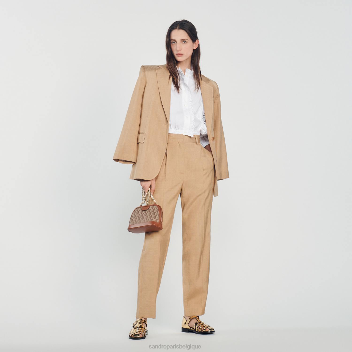 vêtements Sandro Paris pantalon large beige femmes XLXD304