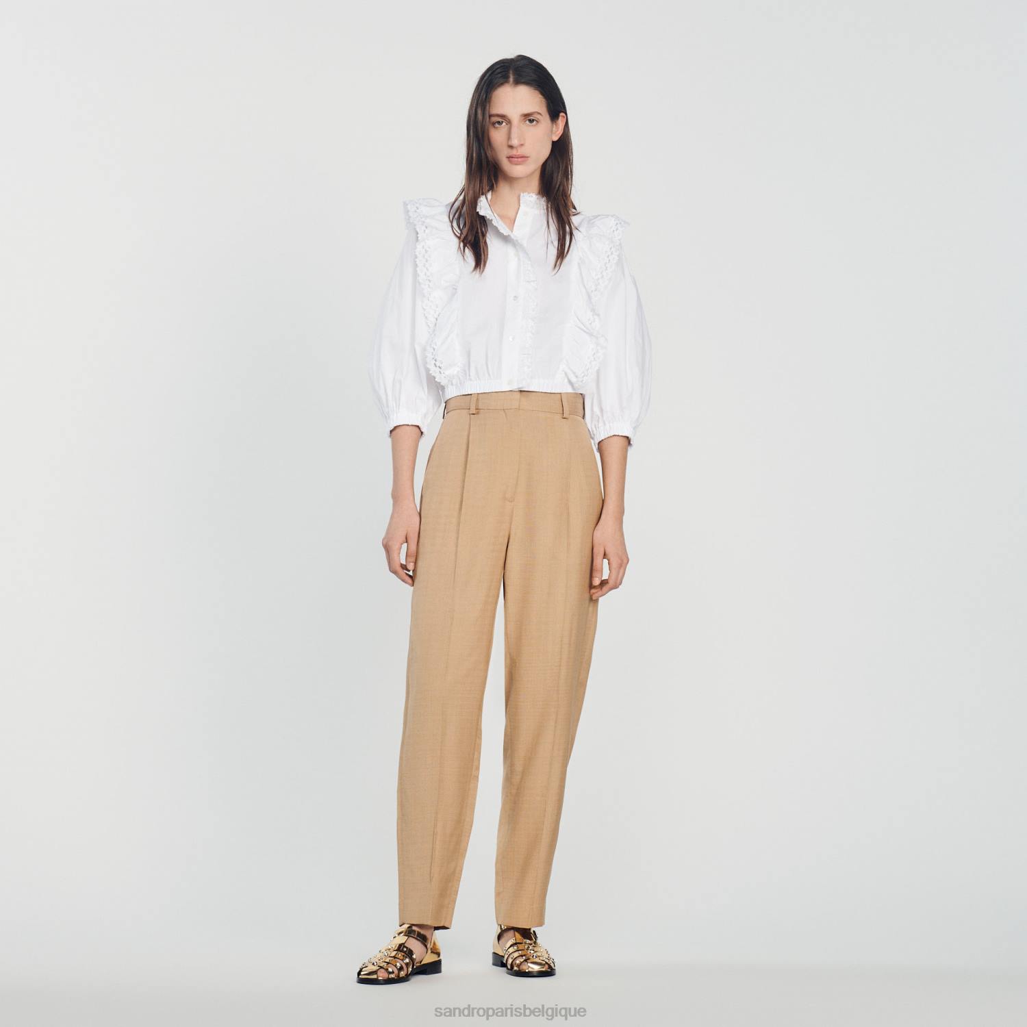 vêtements Sandro Paris pantalon large beige femmes XLXD304