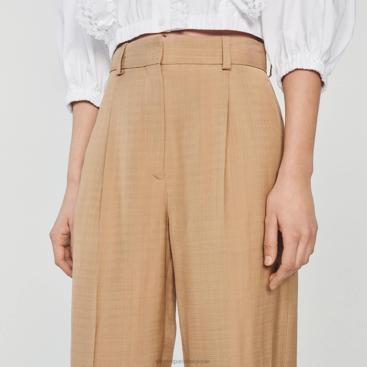 vêtements Sandro Paris pantalon large beige femmes XLXD304
