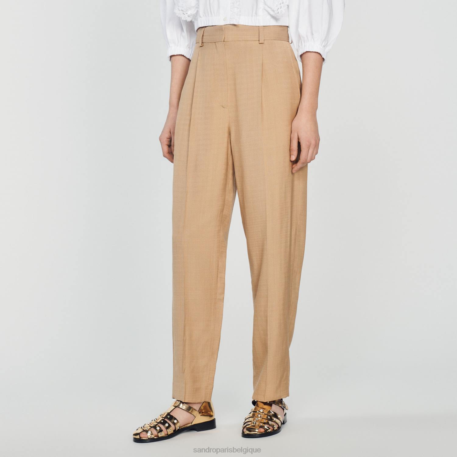 vêtements Sandro Paris pantalon large beige femmes XLXD304