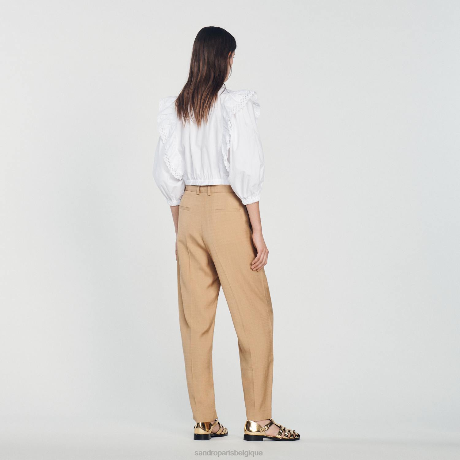 vêtements Sandro Paris pantalon large beige femmes XLXD304