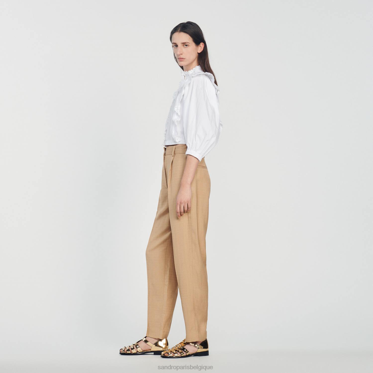 vêtements Sandro Paris pantalon large beige femmes XLXD304