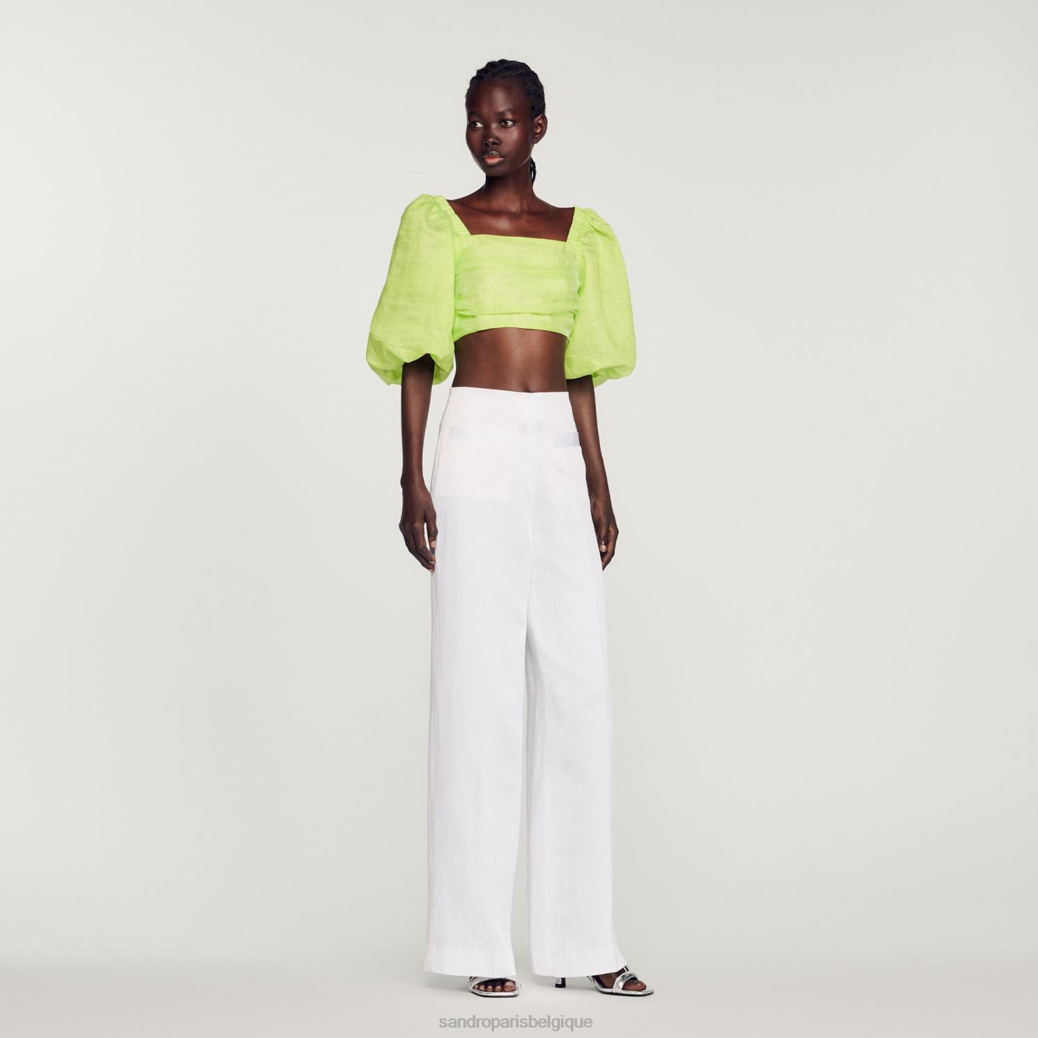 vêtements Sandro Paris pantalon large blanc femmes XLXD181