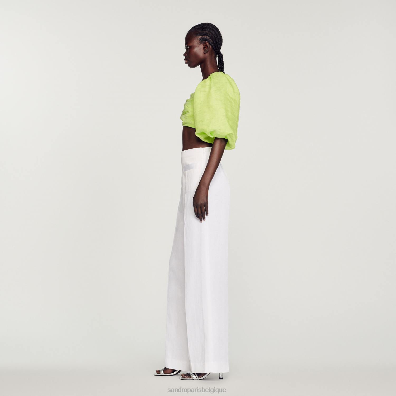 vêtements Sandro Paris pantalon large blanc femmes XLXD181