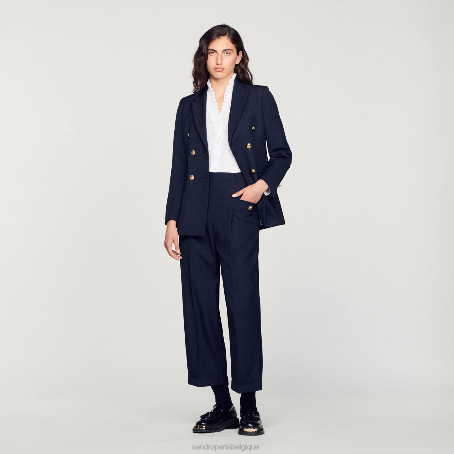 vêtements Sandro Paris pantalon large bleu marine femmes XLXD192
