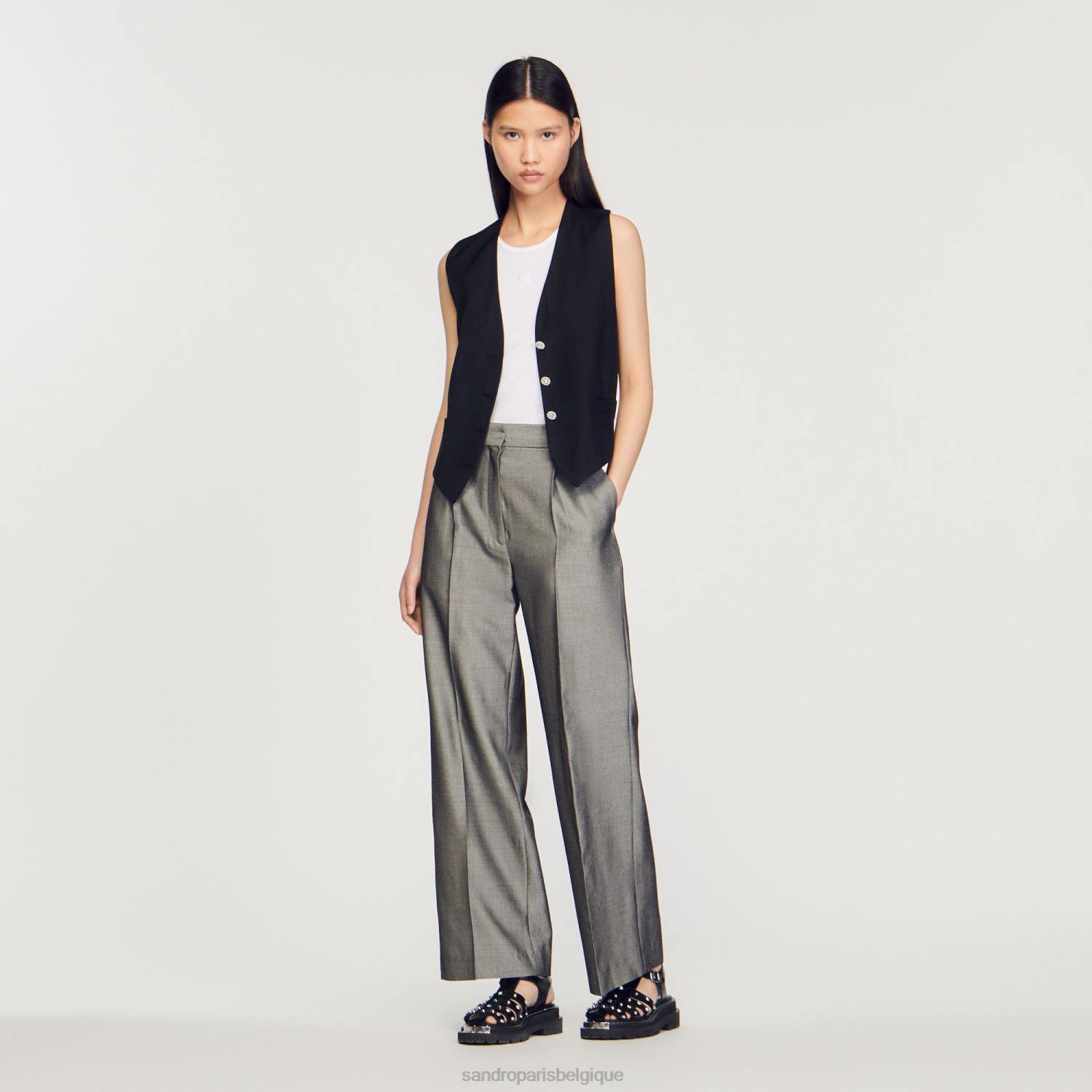 vêtements Sandro Paris pantalon large gris femmes XLXD277