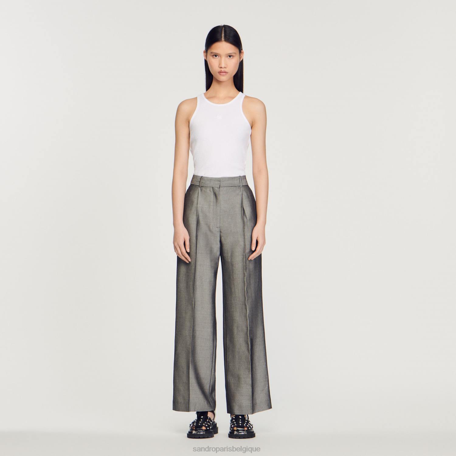 vêtements Sandro Paris pantalon large gris femmes XLXD277