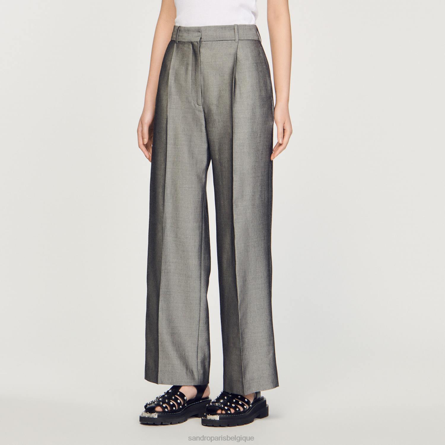 vêtements Sandro Paris pantalon large gris femmes XLXD277