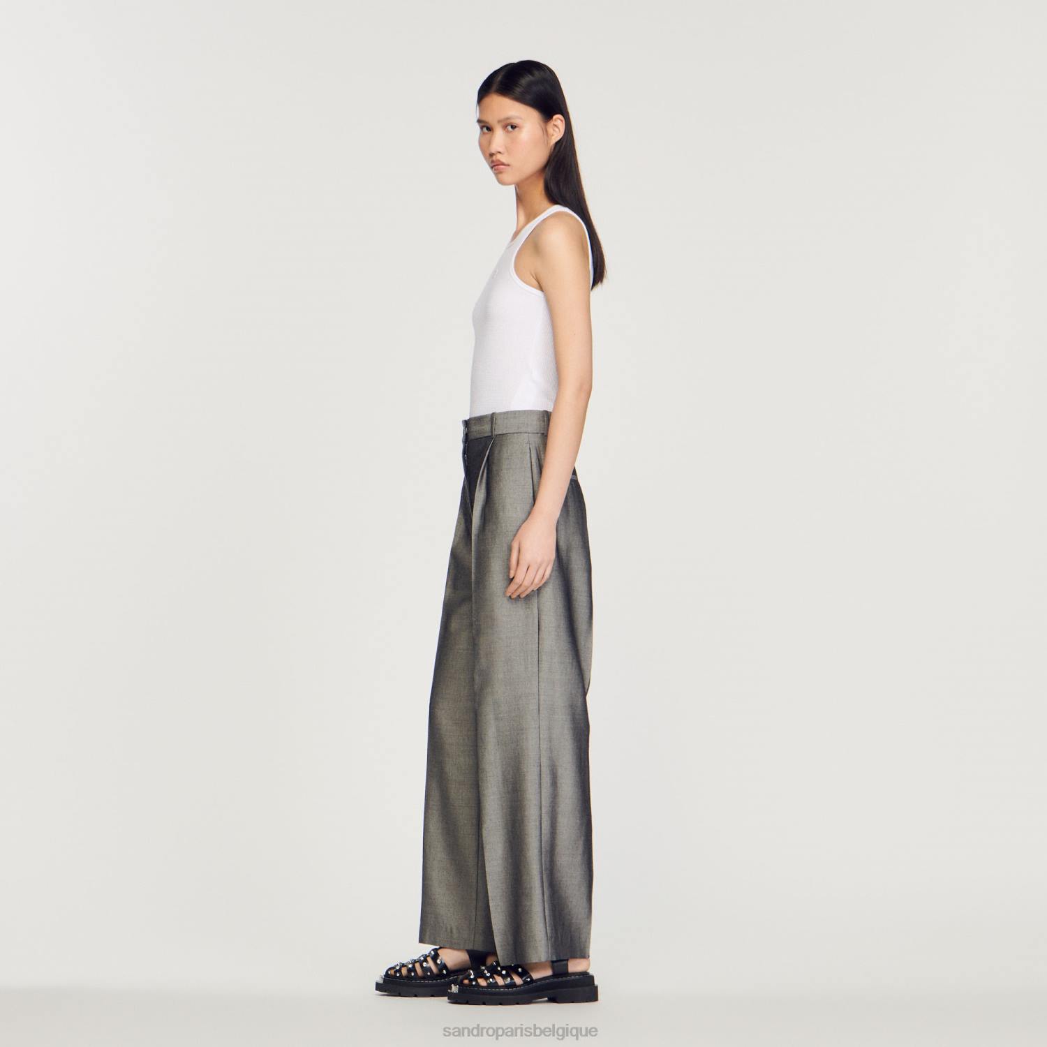 vêtements Sandro Paris pantalon large gris femmes XLXD277