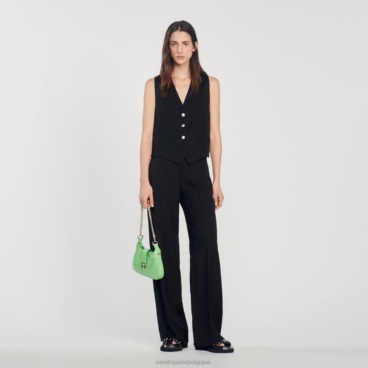 vêtements Sandro Paris pantalon large noir femmes XLXD169