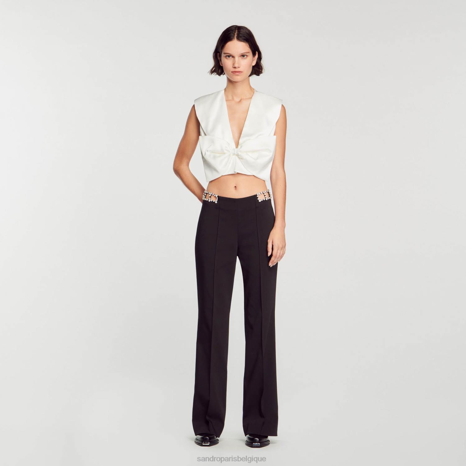 vêtements Sandro Paris pantalon à strass noir femmes XLXD43