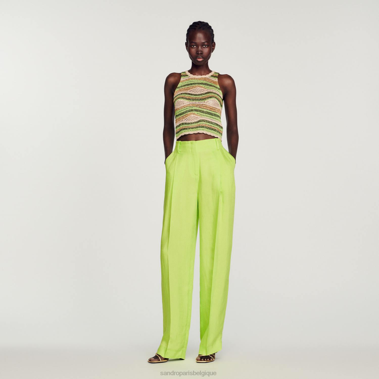 vêtements Sandro Paris pantalon taille haute anis femmes XLXD91