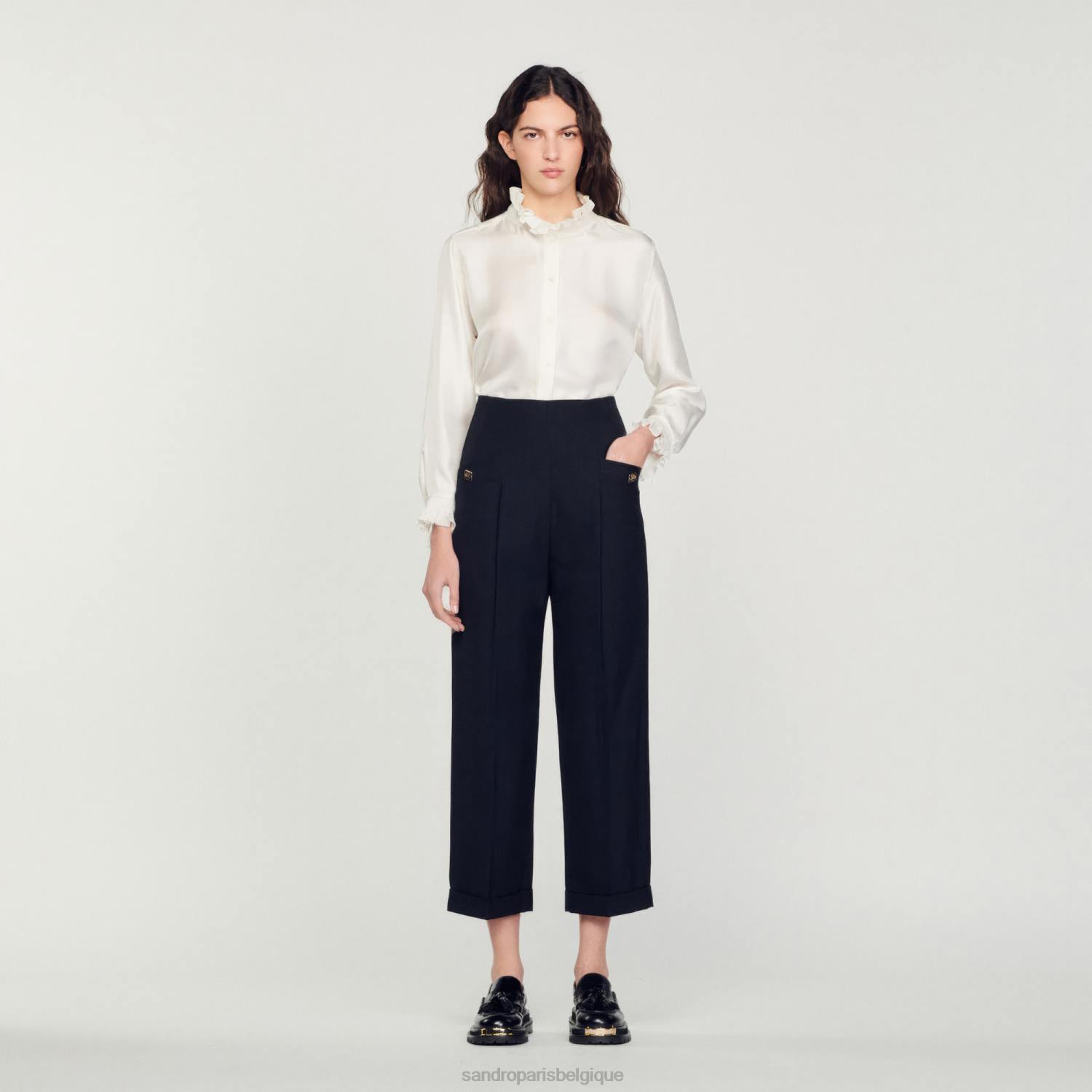 vêtements Sandro Paris pantalon taille haute noir femmes XLXD147