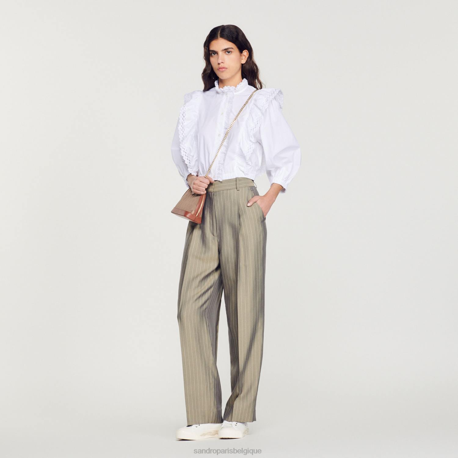 vêtements Sandro Paris pantalon tailleur olive verte femmes XLXD204