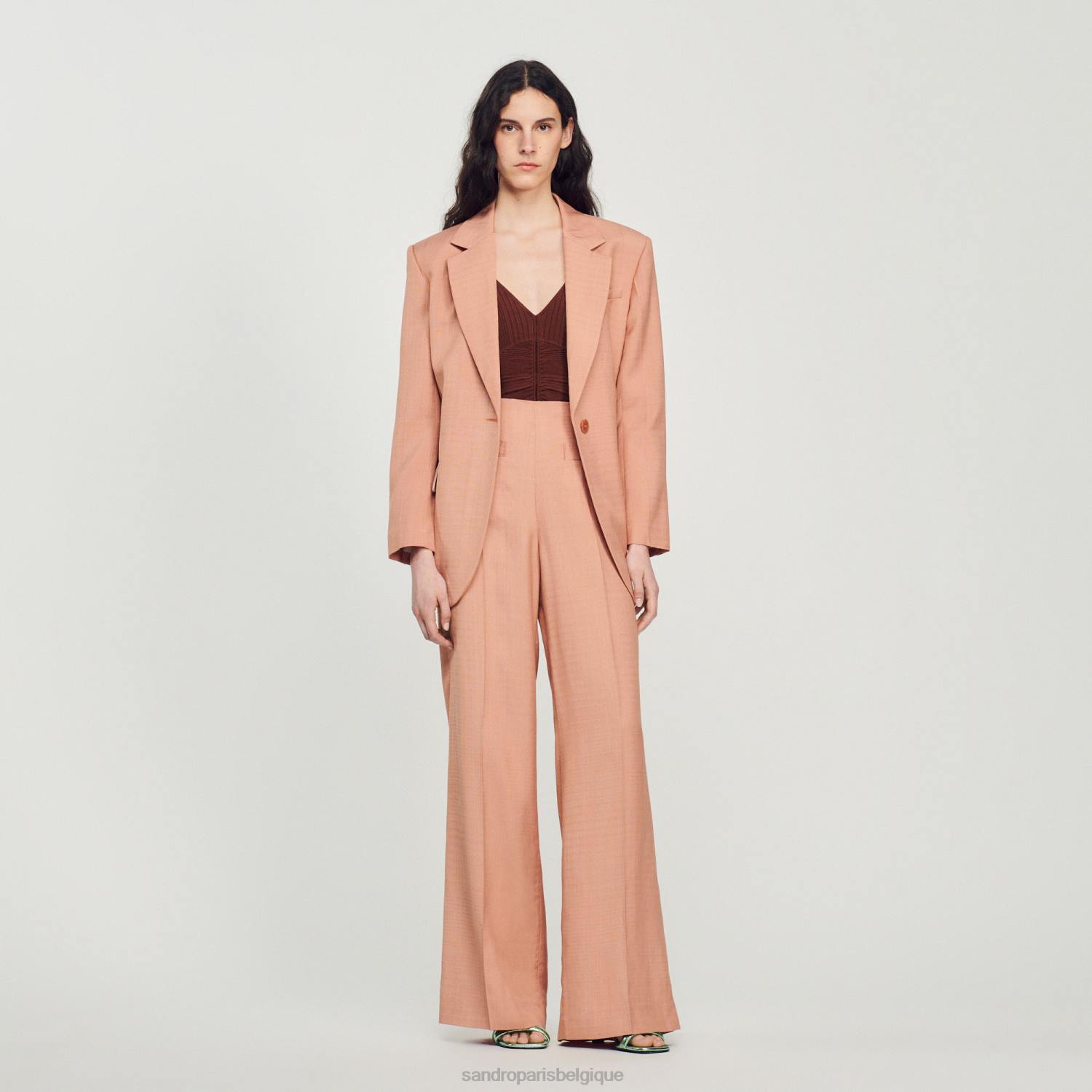 vêtements Sandro Paris pantalon tailleur terre d'ombre femmes XLXD348