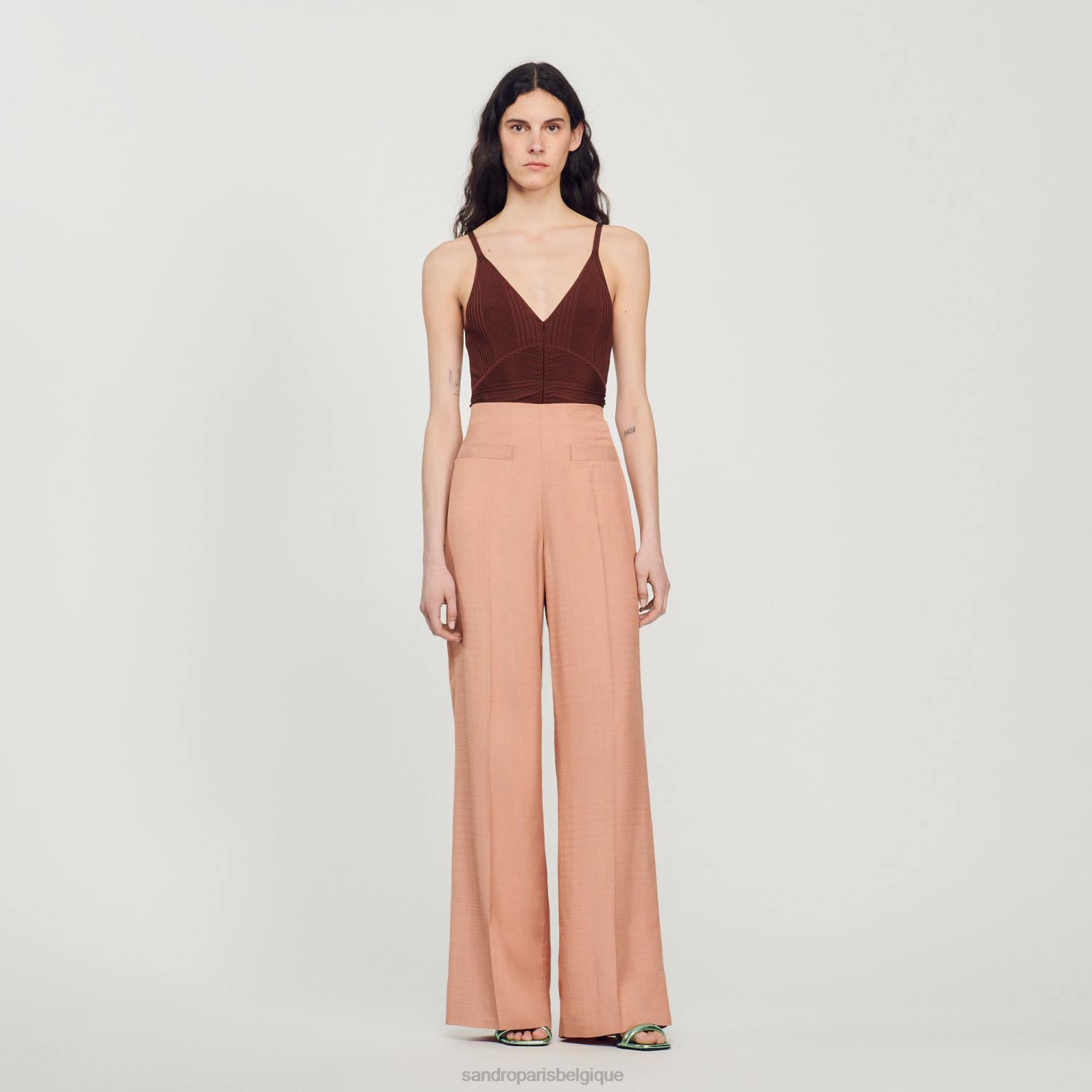 vêtements Sandro Paris pantalon tailleur terre d'ombre femmes XLXD348