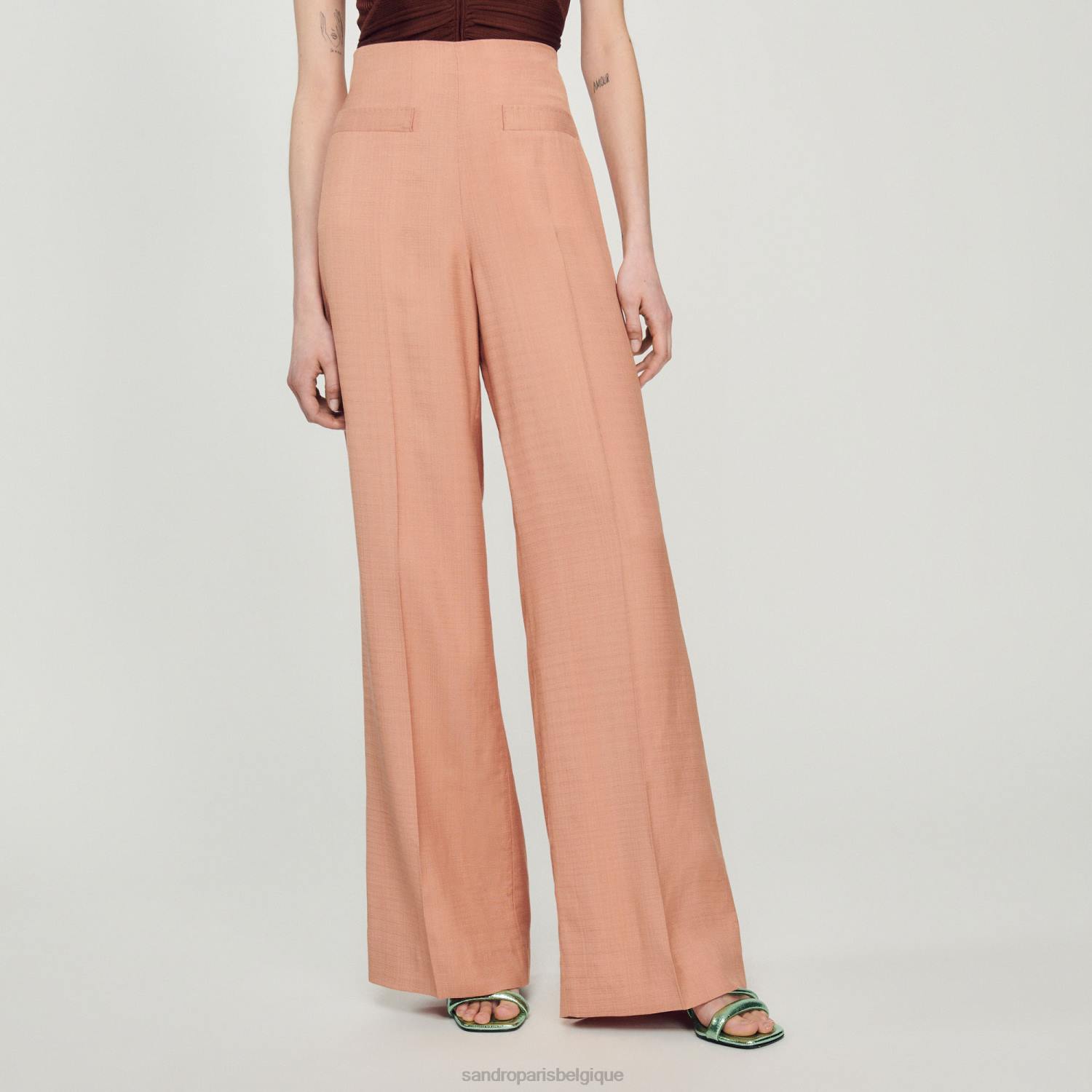 vêtements Sandro Paris pantalon tailleur terre d'ombre femmes XLXD348