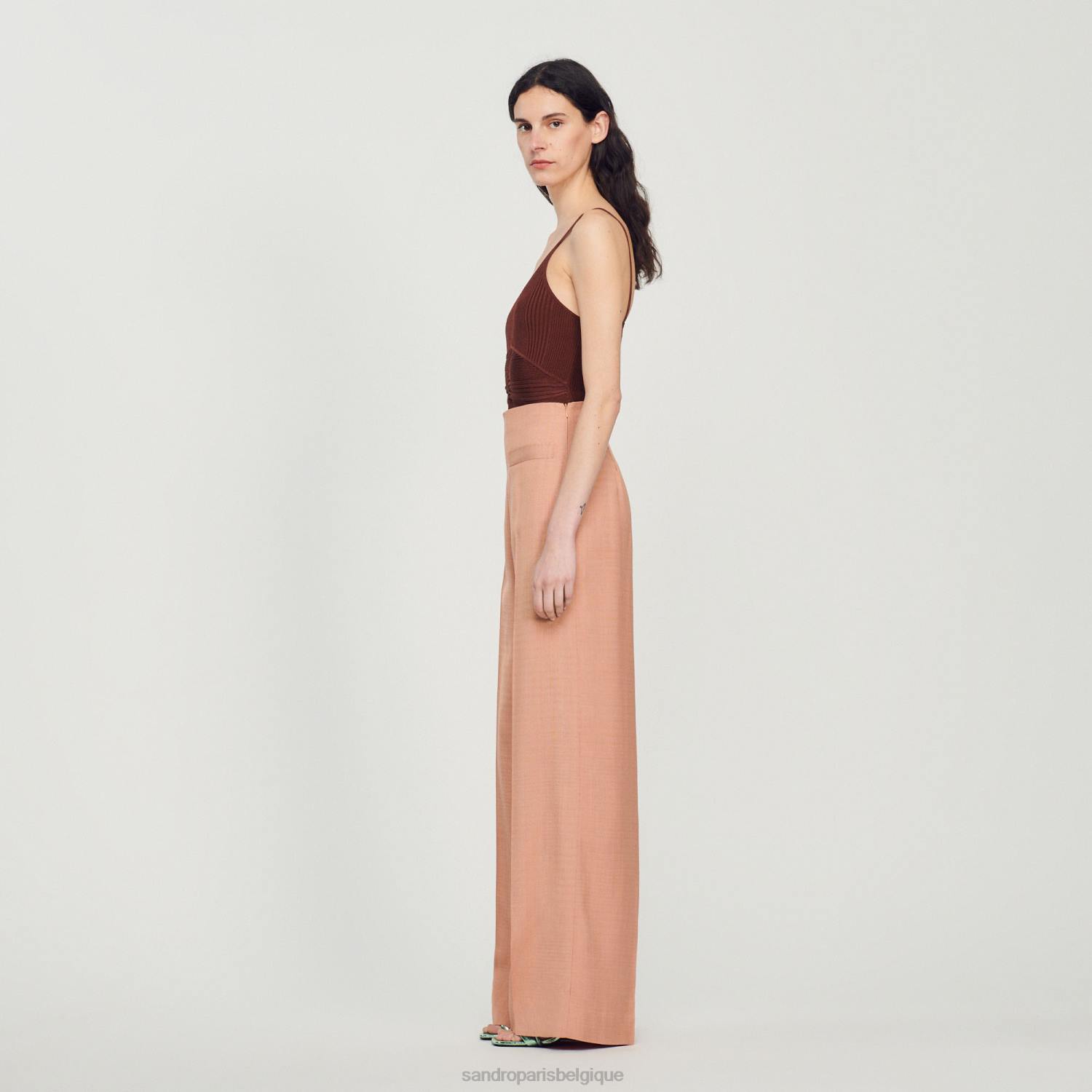 vêtements Sandro Paris pantalon tailleur terre d'ombre femmes XLXD348