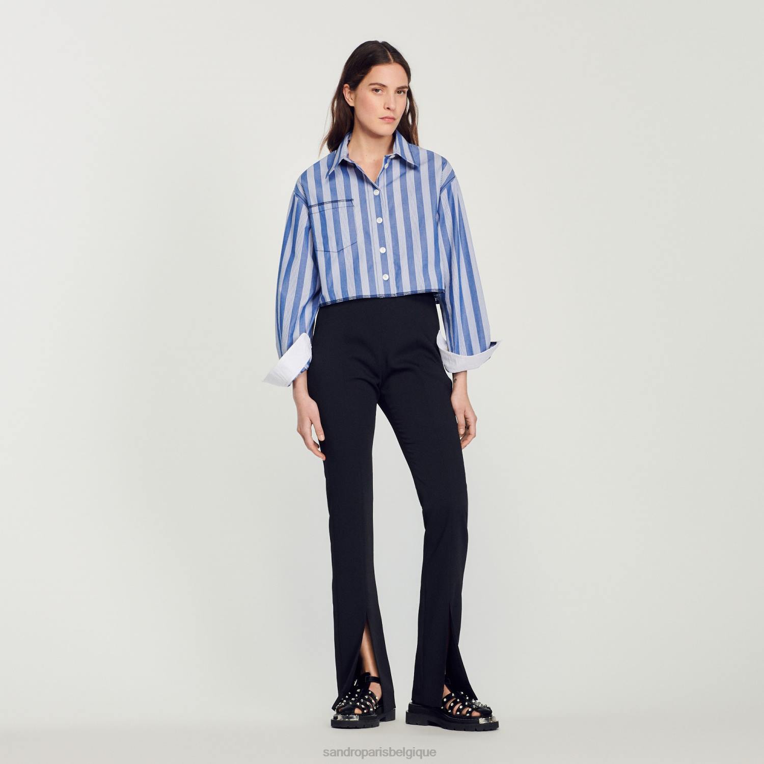 vêtements Sandro Paris pantalon évasé noir femmes XLXD346