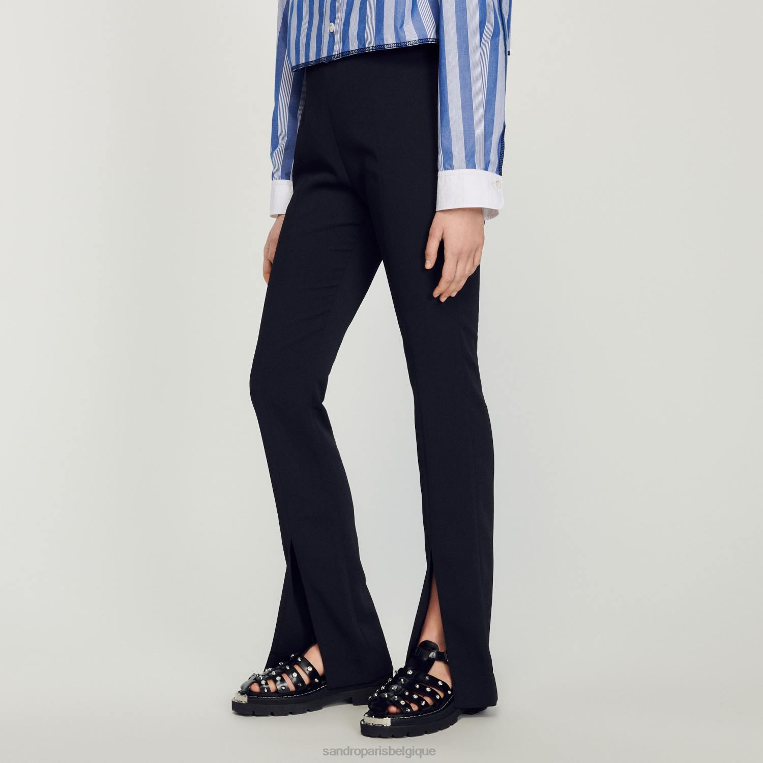 vêtements Sandro Paris pantalon évasé noir femmes XLXD346