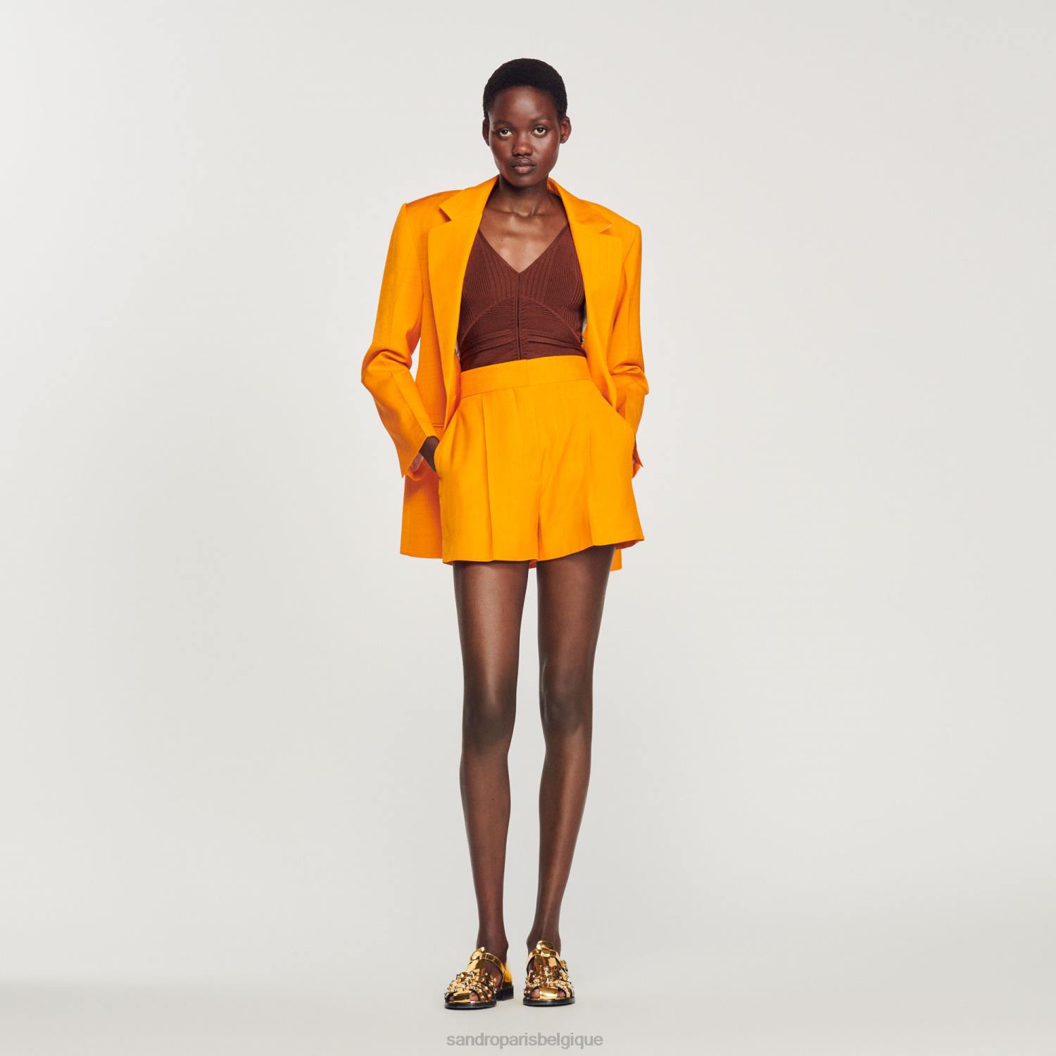 vêtements Sandro Paris short ample orange femmes XLXD387