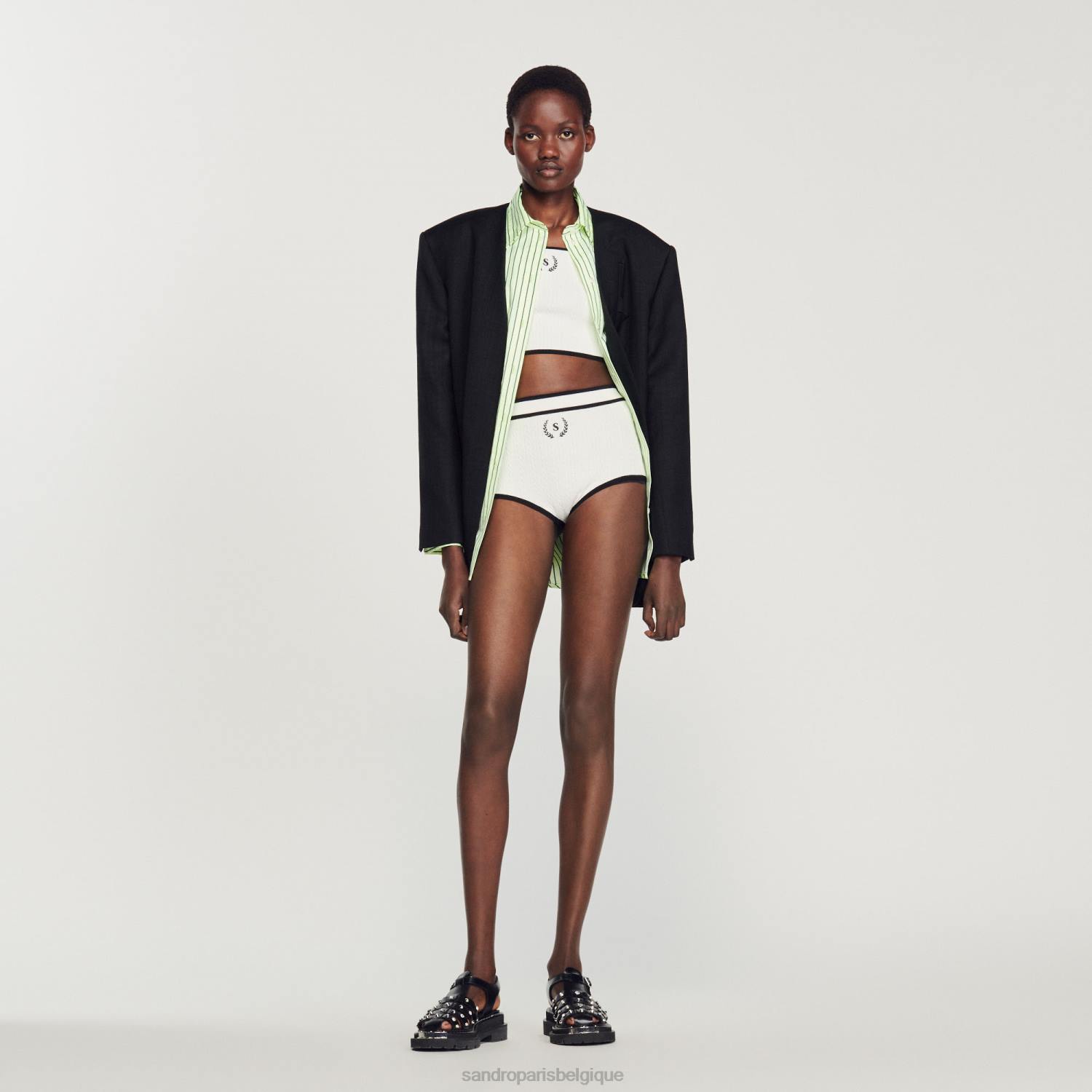 vêtements Sandro Paris slips tricotés blanc femmes XLXD354