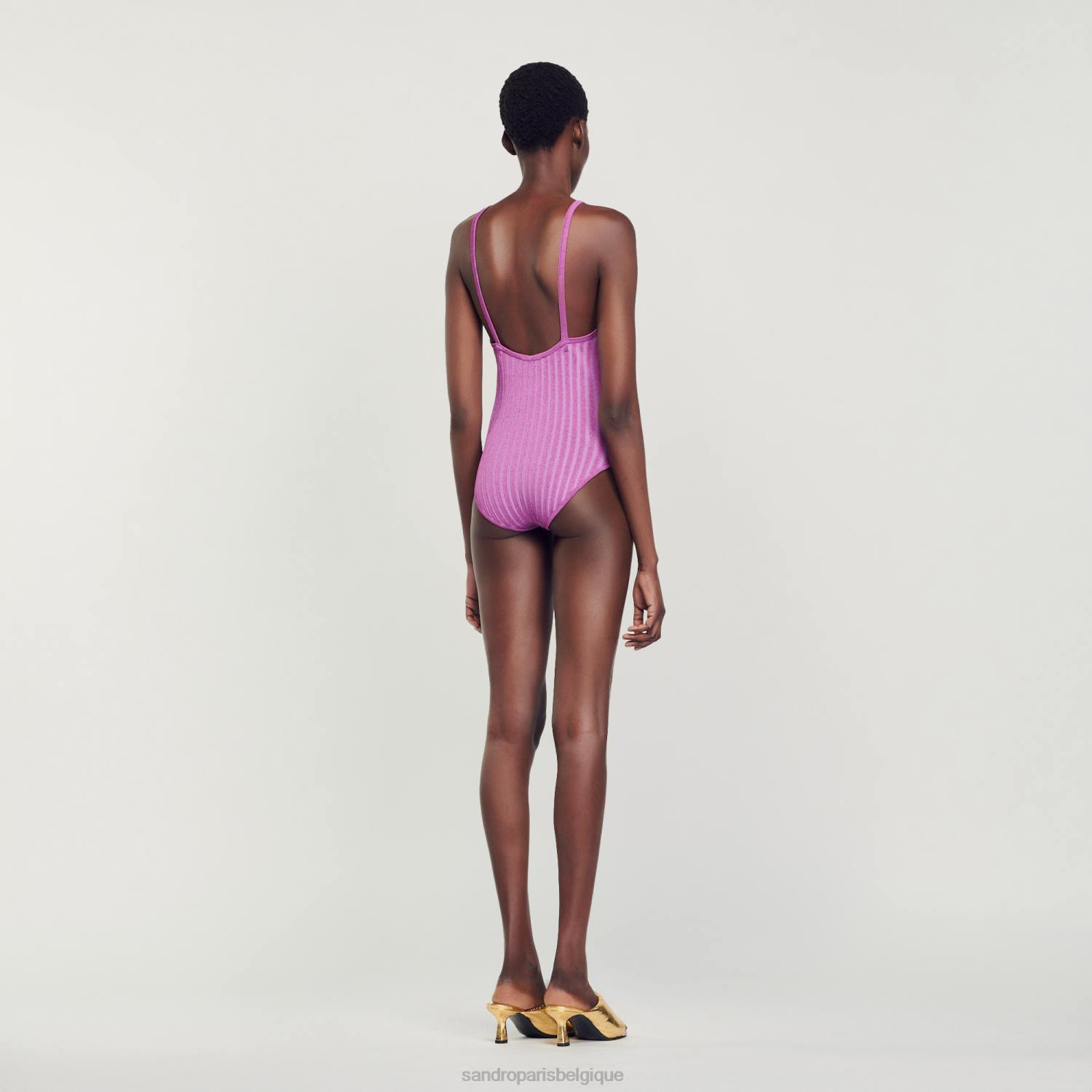 vêtements Sandro Paris body côtelé violet femmes XLXD21