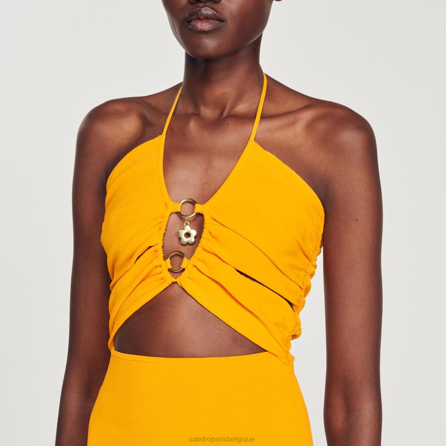 vêtements Sandro Paris body en maille avec détails anneaux orange femmes XLXD281