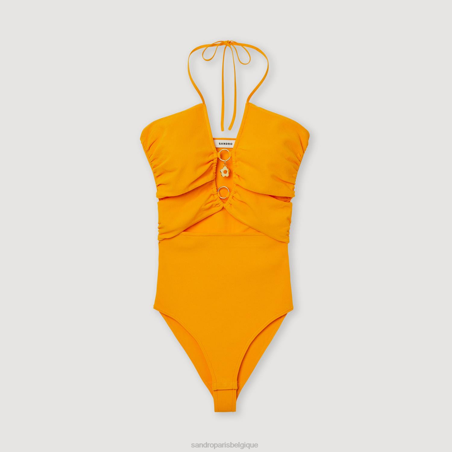 vêtements Sandro Paris body en maille avec détails anneaux orange femmes XLXD281