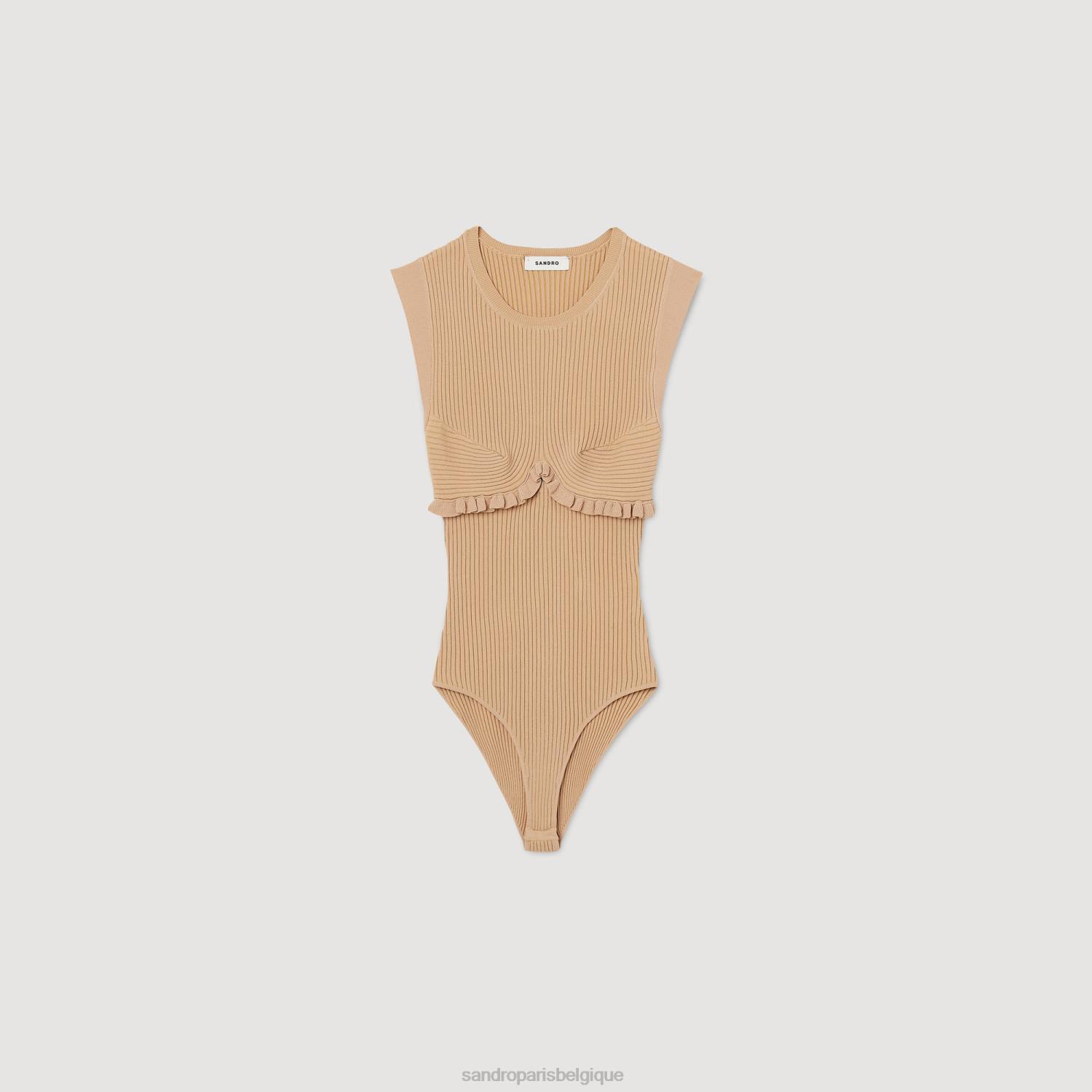 vêtements Sandro Paris body en maille côtelée nu femmes XLXD50