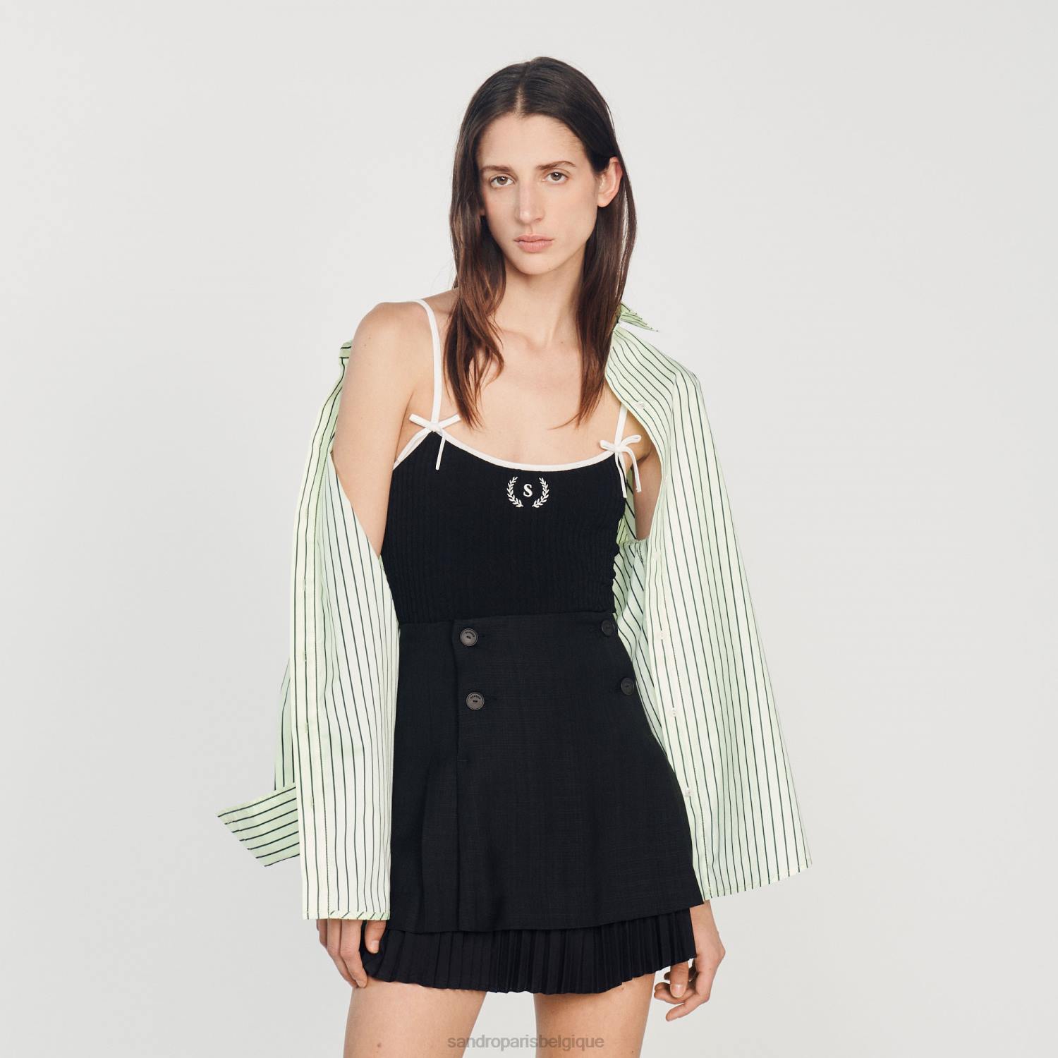 vêtements Sandro Paris body tricoté noir femmes XLXD141