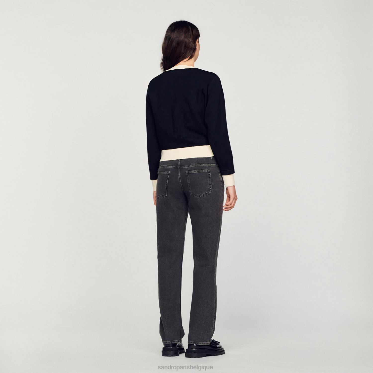 vêtements Sandro Paris cardigan bicolore avec boutons noir femmes XLXD254