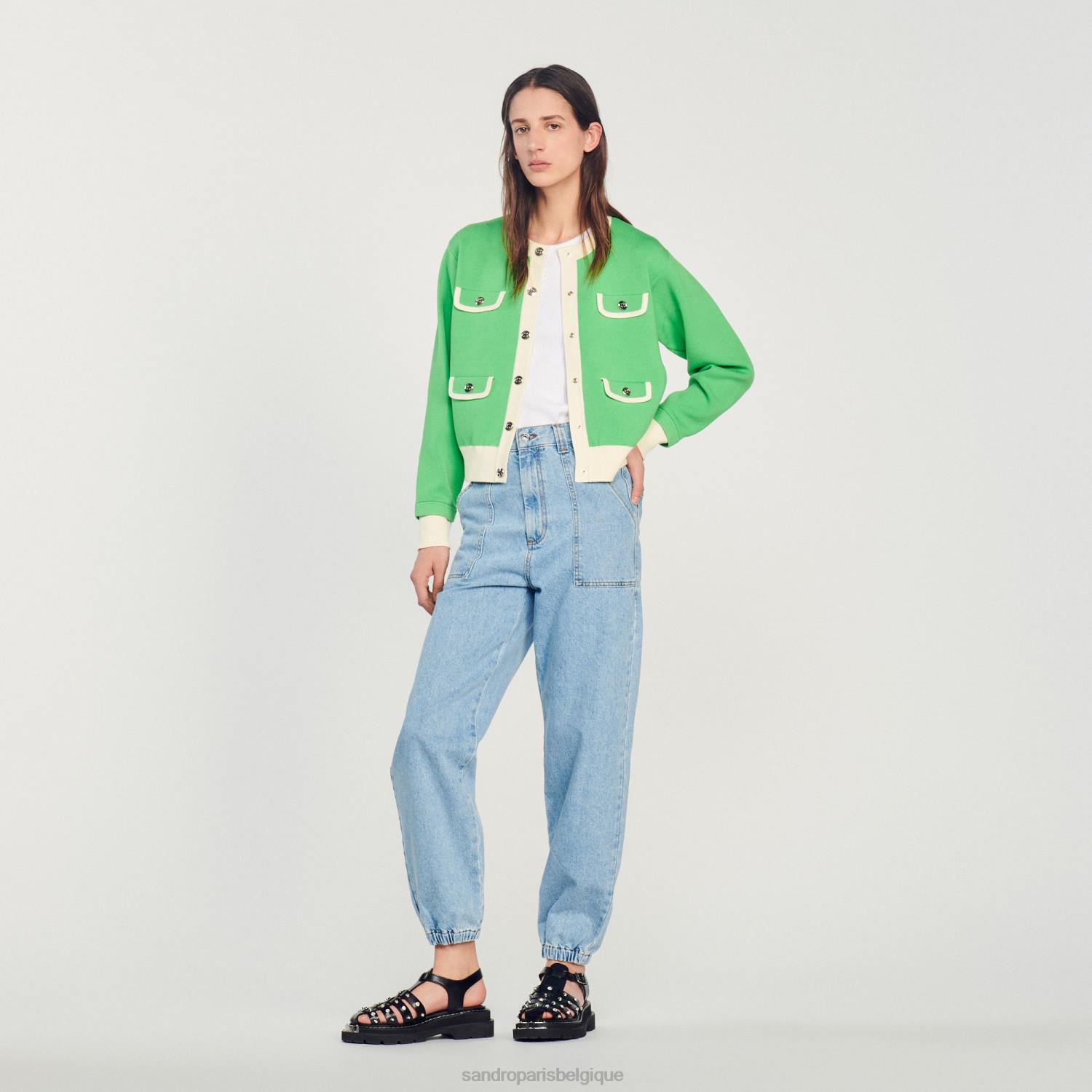 vêtements Sandro Paris cardigan bicolore avec boutons une couleur femmes XLXD232