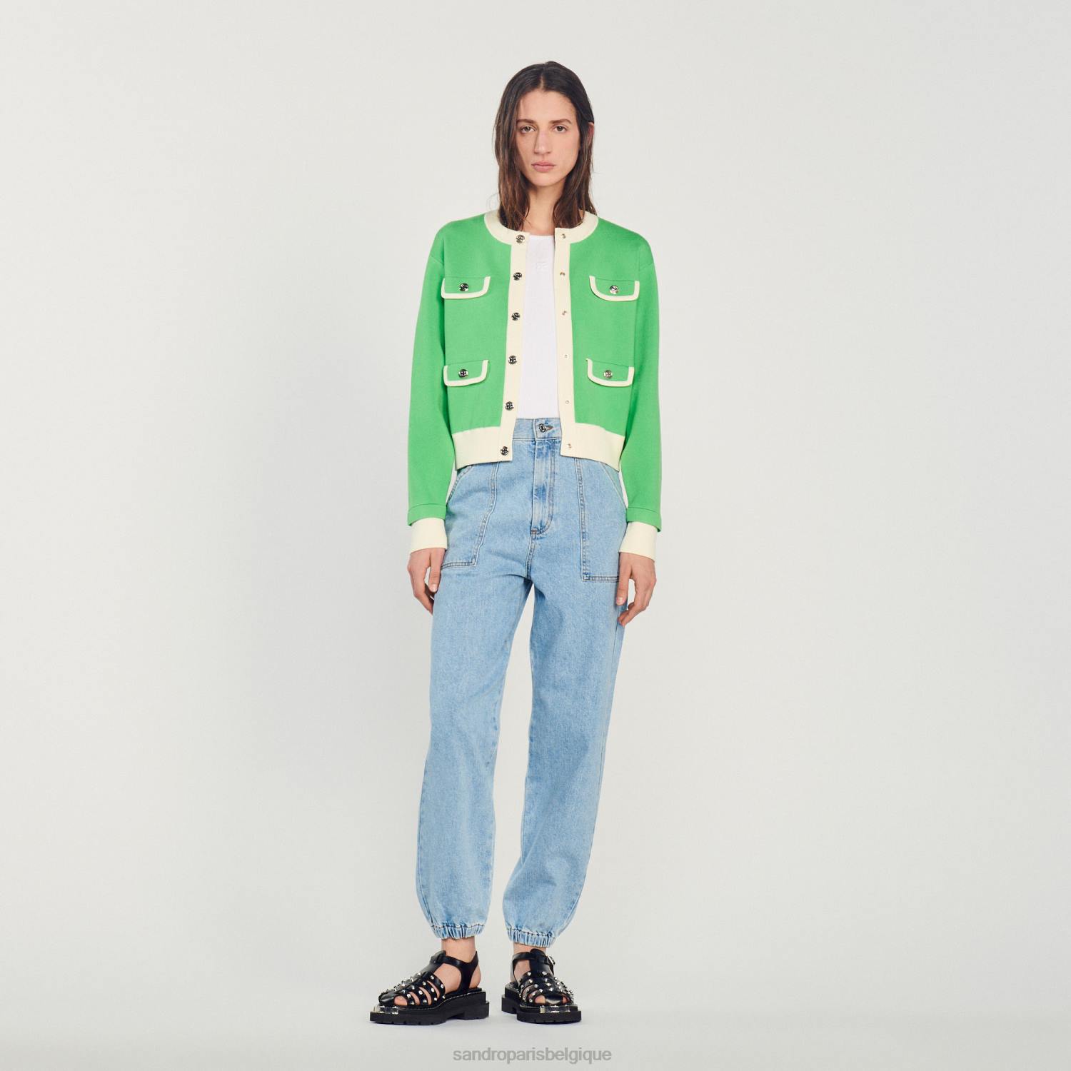 vêtements Sandro Paris cardigan bicolore avec boutons une couleur femmes XLXD232