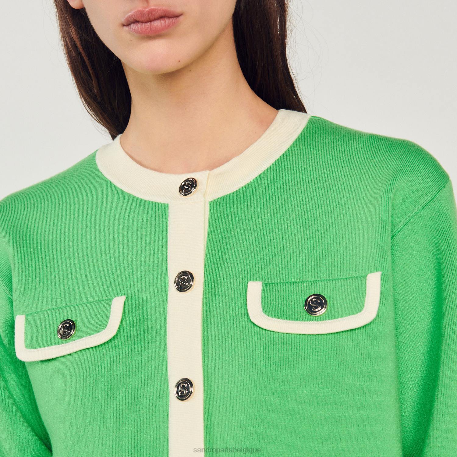 vêtements Sandro Paris cardigan bicolore avec boutons une couleur femmes XLXD232