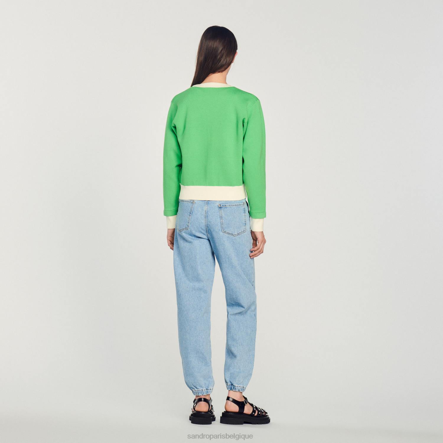 vêtements Sandro Paris cardigan bicolore avec boutons une couleur femmes XLXD232