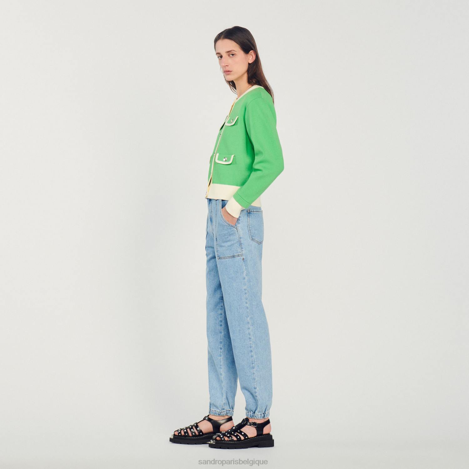 vêtements Sandro Paris cardigan bicolore avec boutons une couleur femmes XLXD232