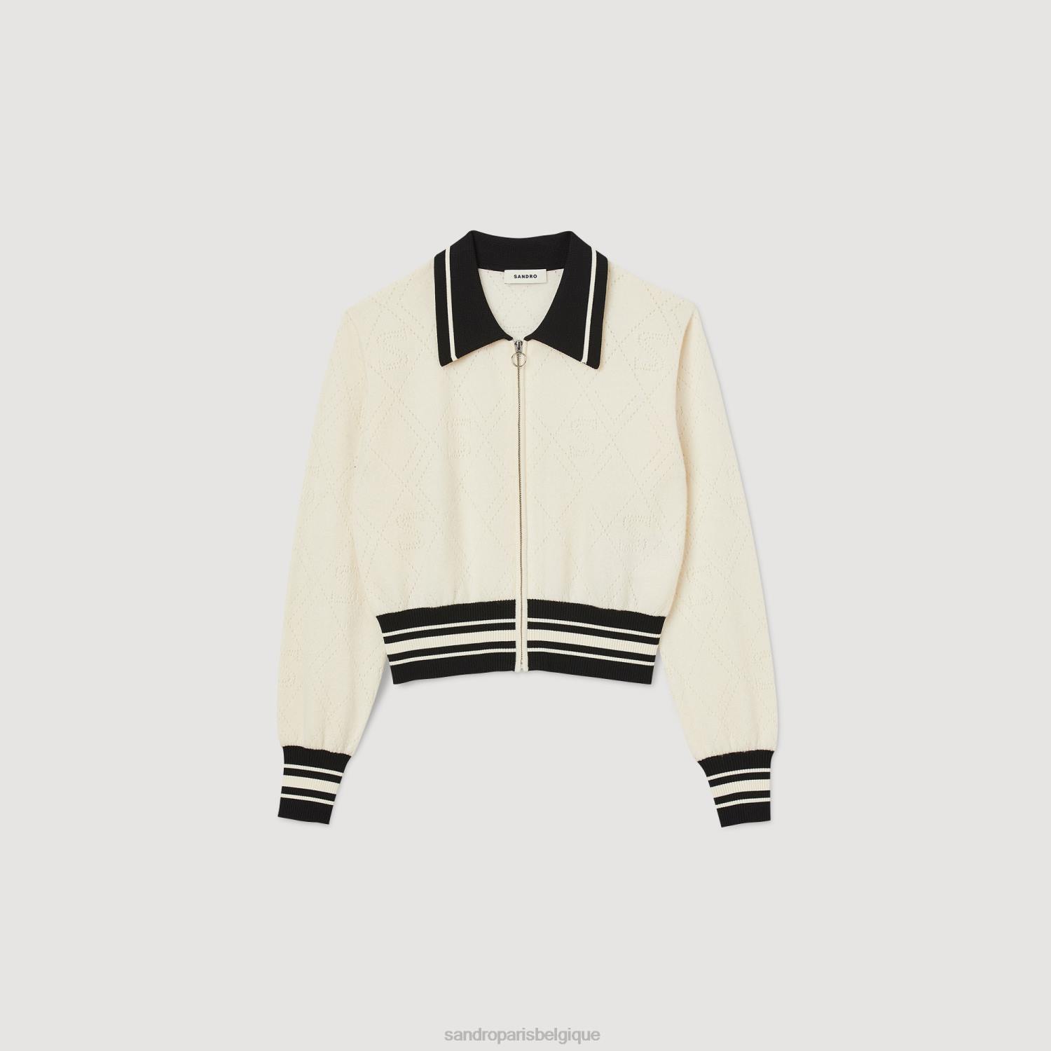 vêtements Sandro Paris cardigan bicolore écru femmes XLXD11