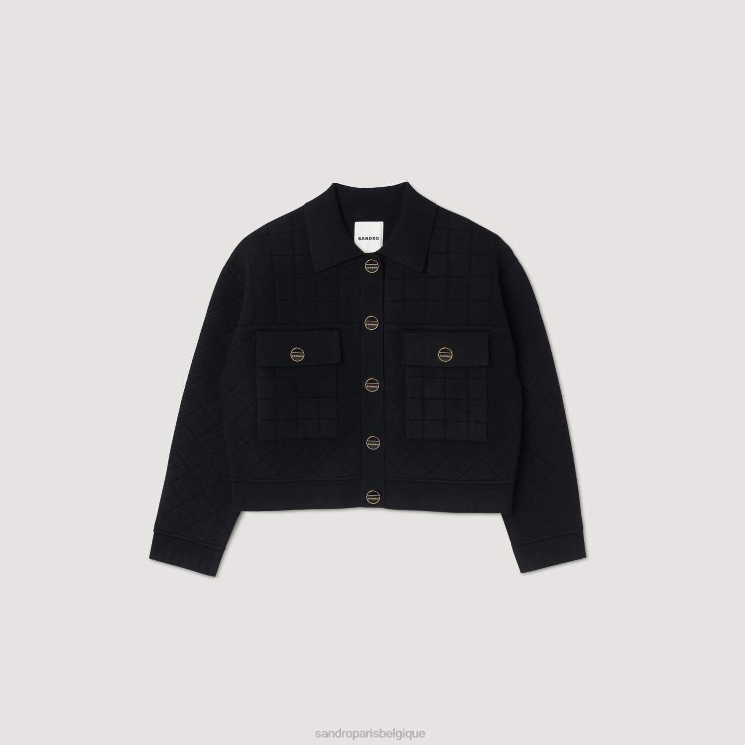 vêtements Sandro Paris cardigan court en maille noir femmes XLXD35