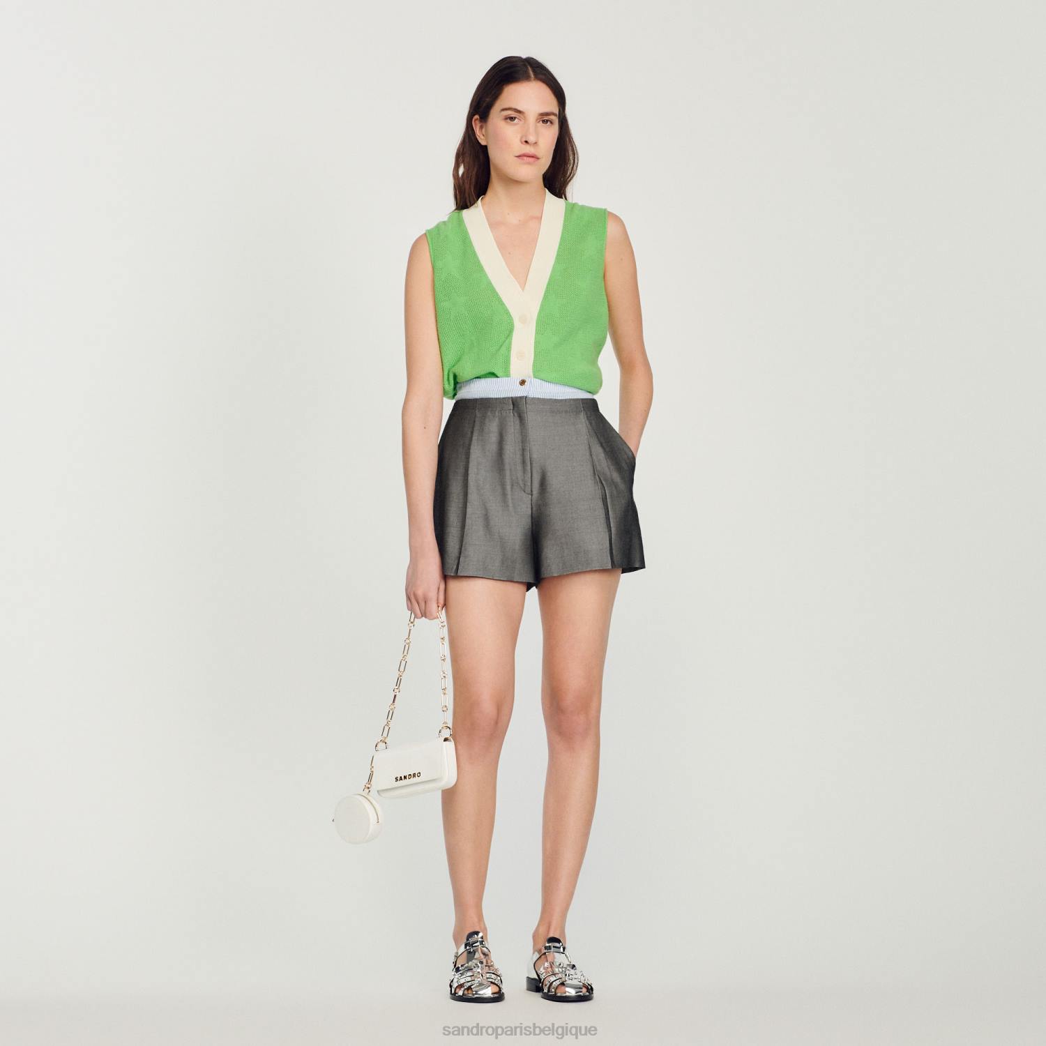 vêtements Sandro Paris cardigan sans manches vert femmes XLXD325