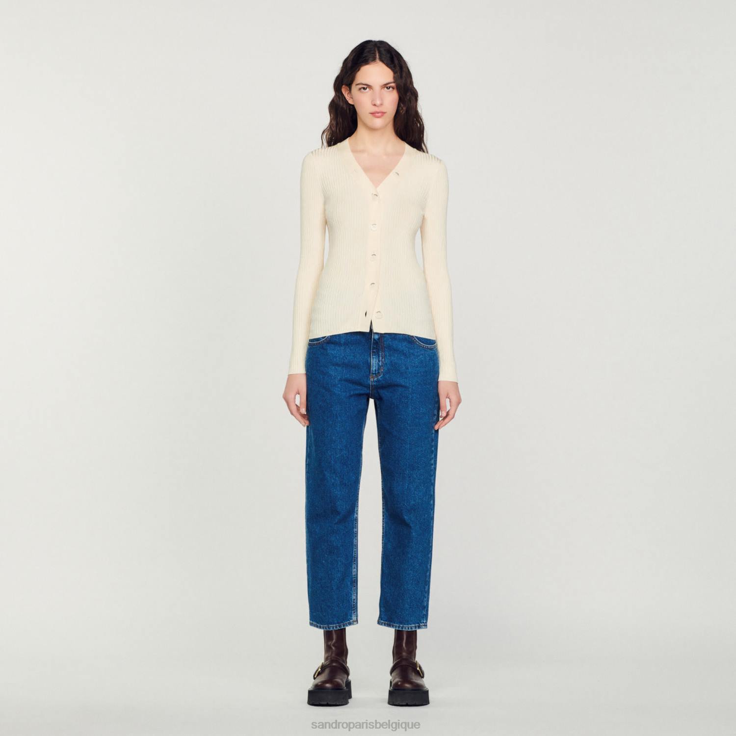 vêtements Sandro Paris cardigan tricoté écru femmes XLXD433