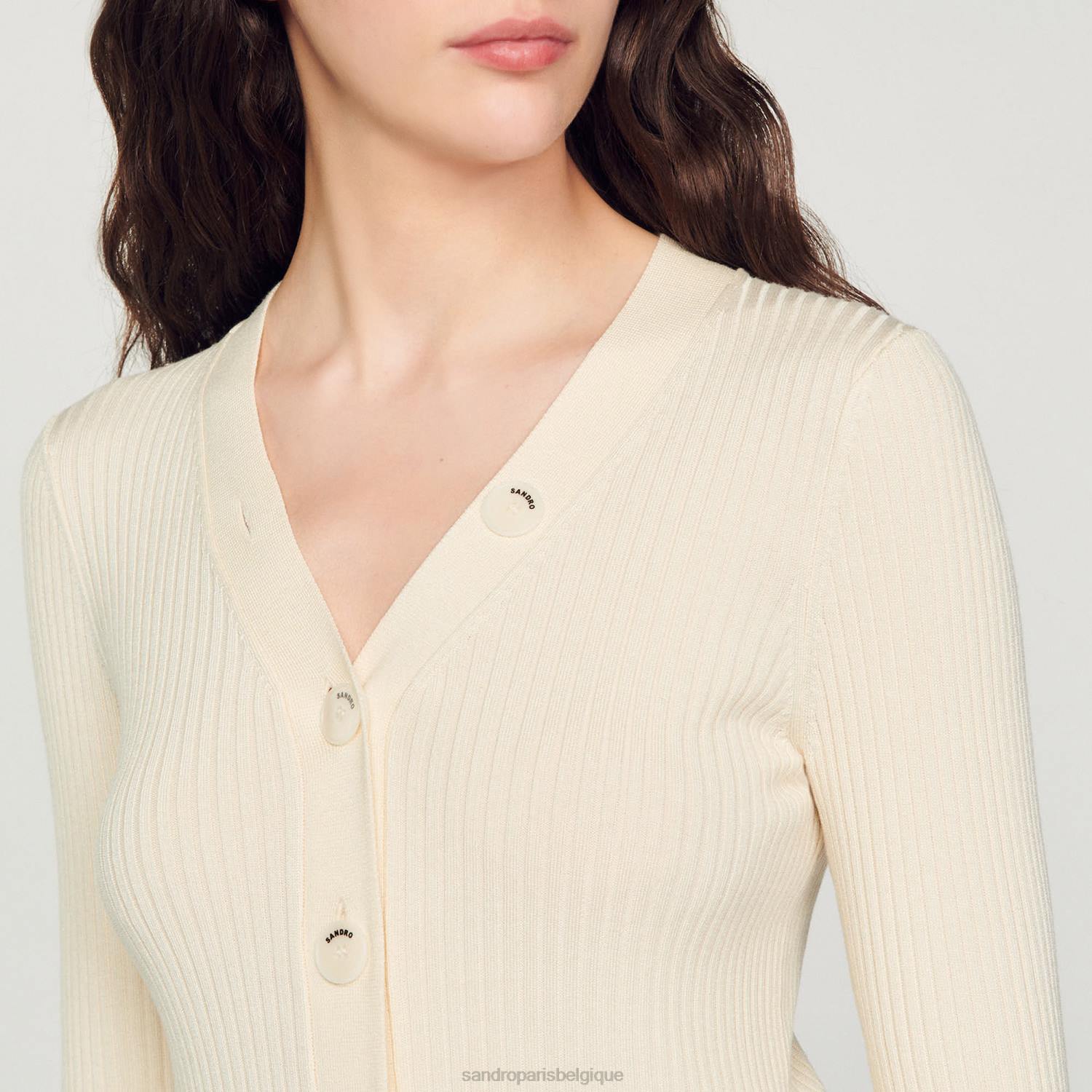 vêtements Sandro Paris cardigan tricoté écru femmes XLXD433
