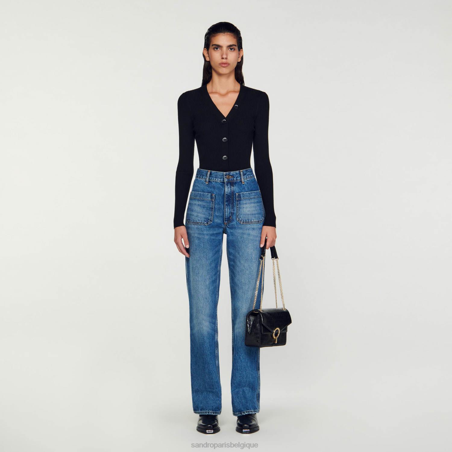 vêtements Sandro Paris cardigan tricoté noir femmes XLXD428